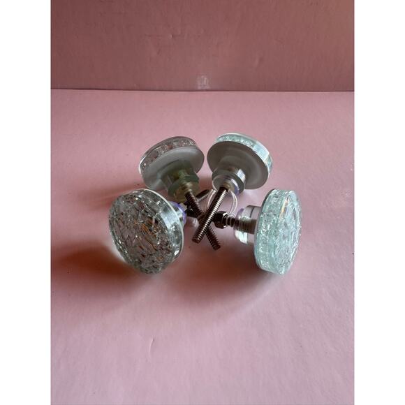 SET OF TWO Clear Cut Crystal Glass Cabinet Knobs Polished Nickel (4 Available ) - Picture 5 of 5